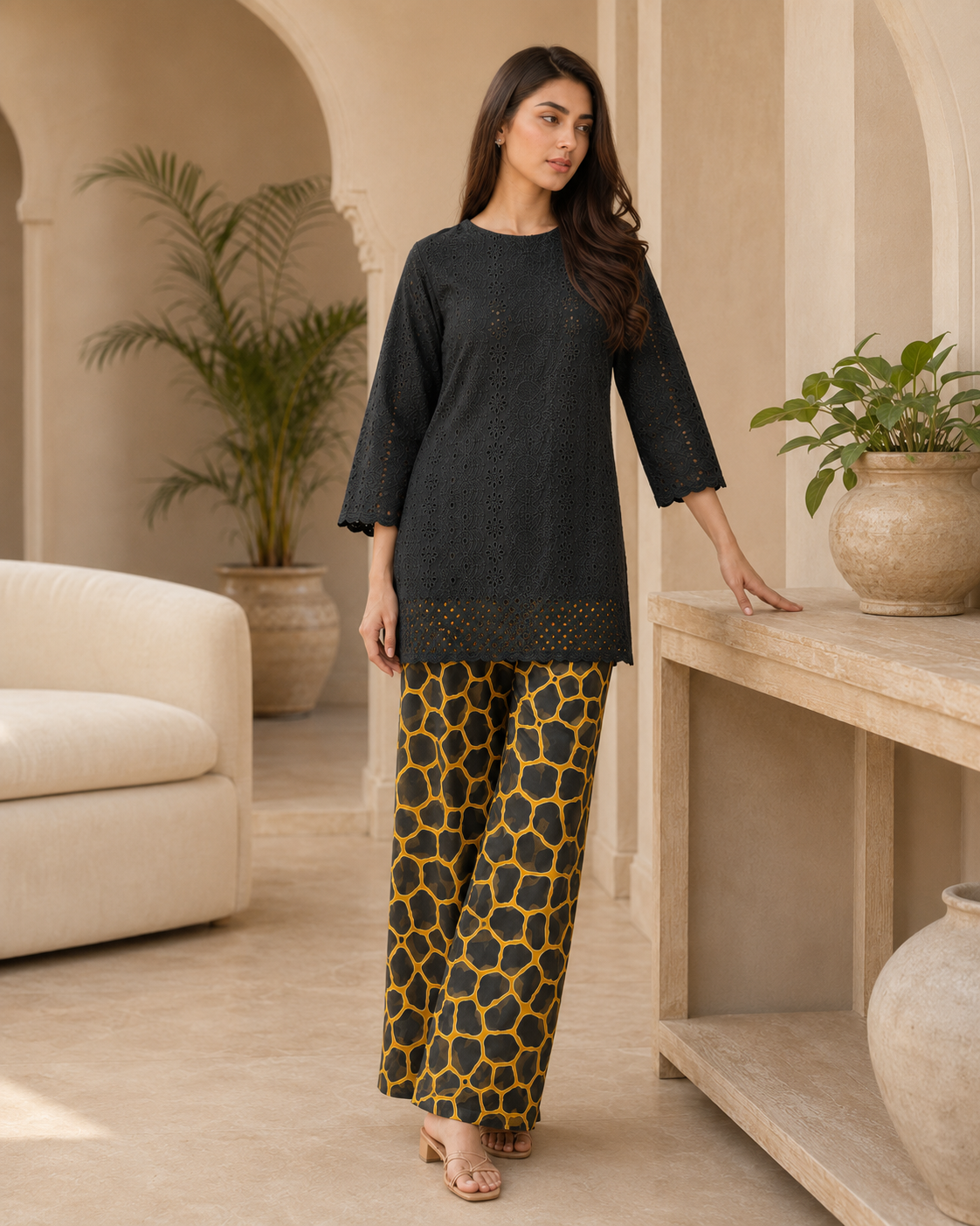 Black Amber Chikankari Lawn 2 Piece Suit