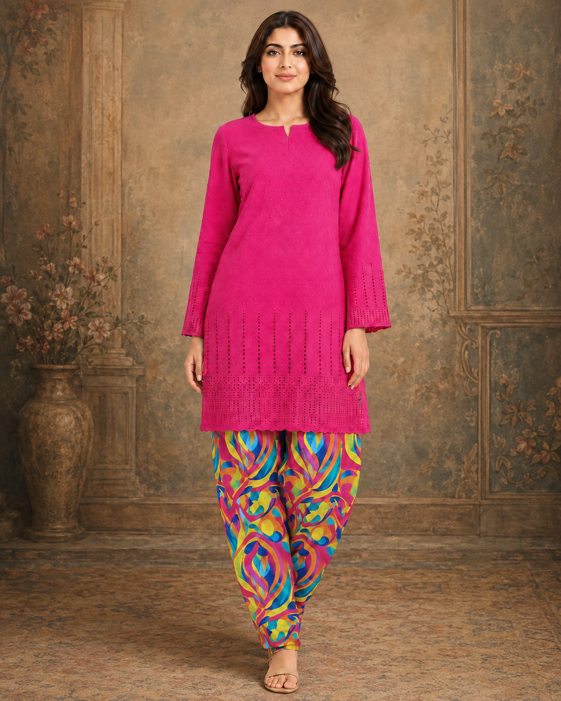 Magenta Chikankari Lawn 2-Piece