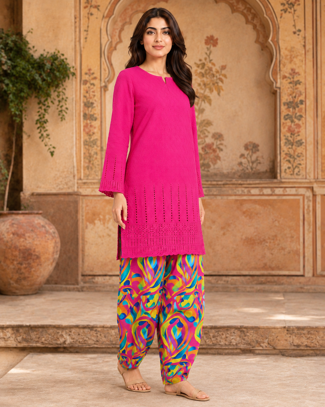 Magenta Chikankari Lawn 2-Piece
