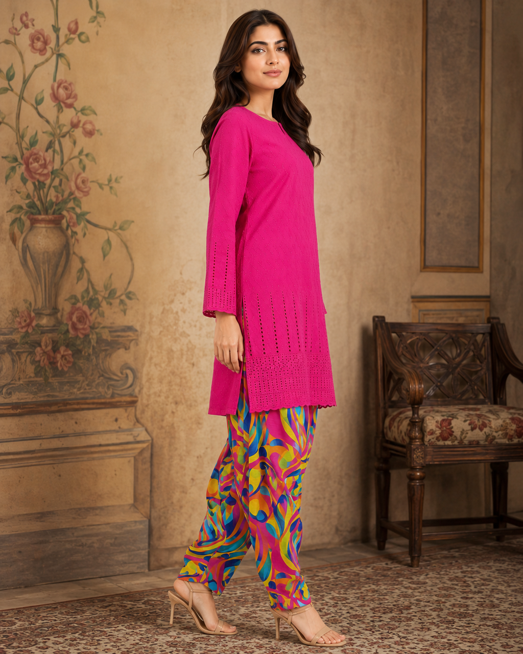 Magenta Chikankari Lawn 2-Piece