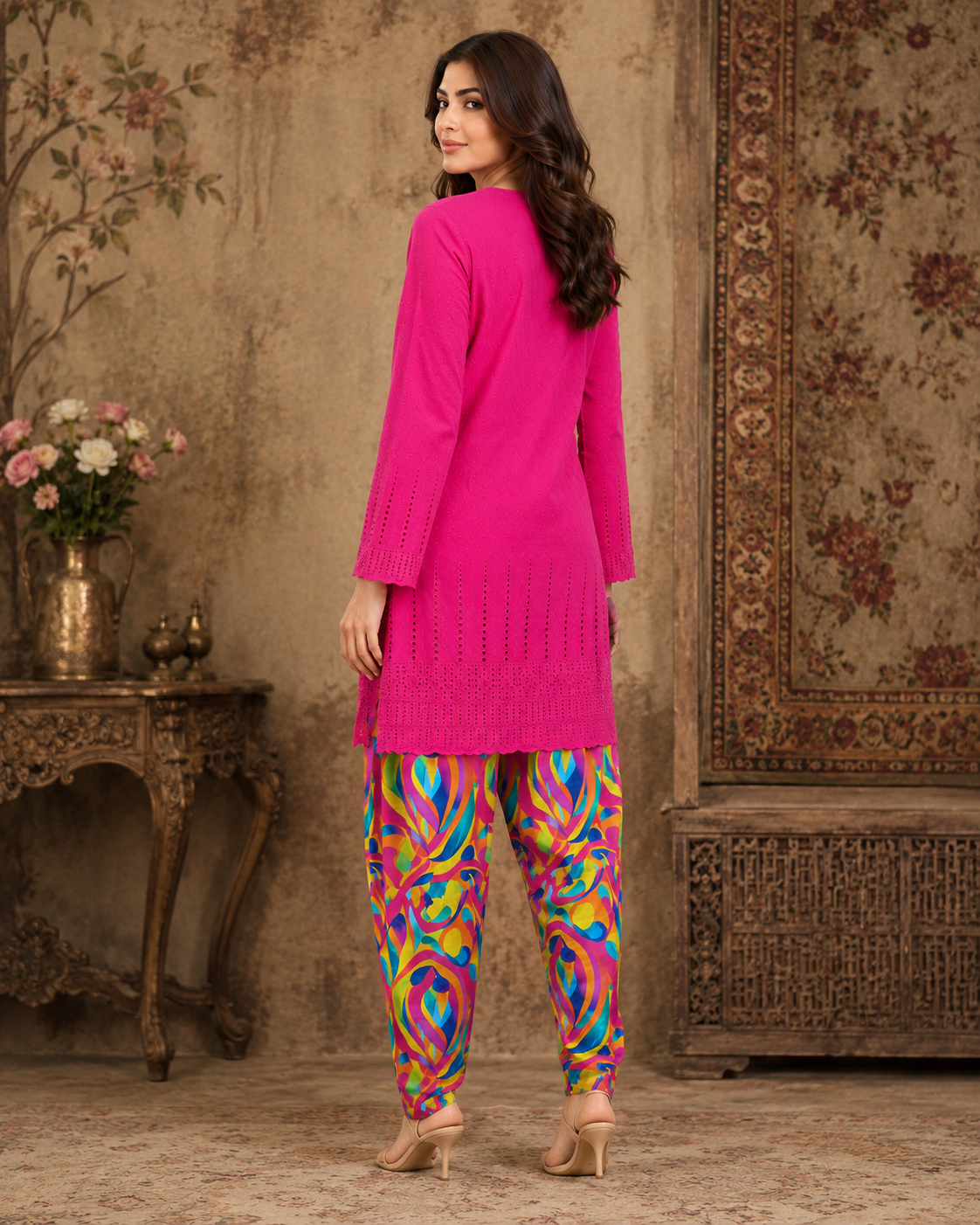 Magenta Chikankari Lawn 2-Piece