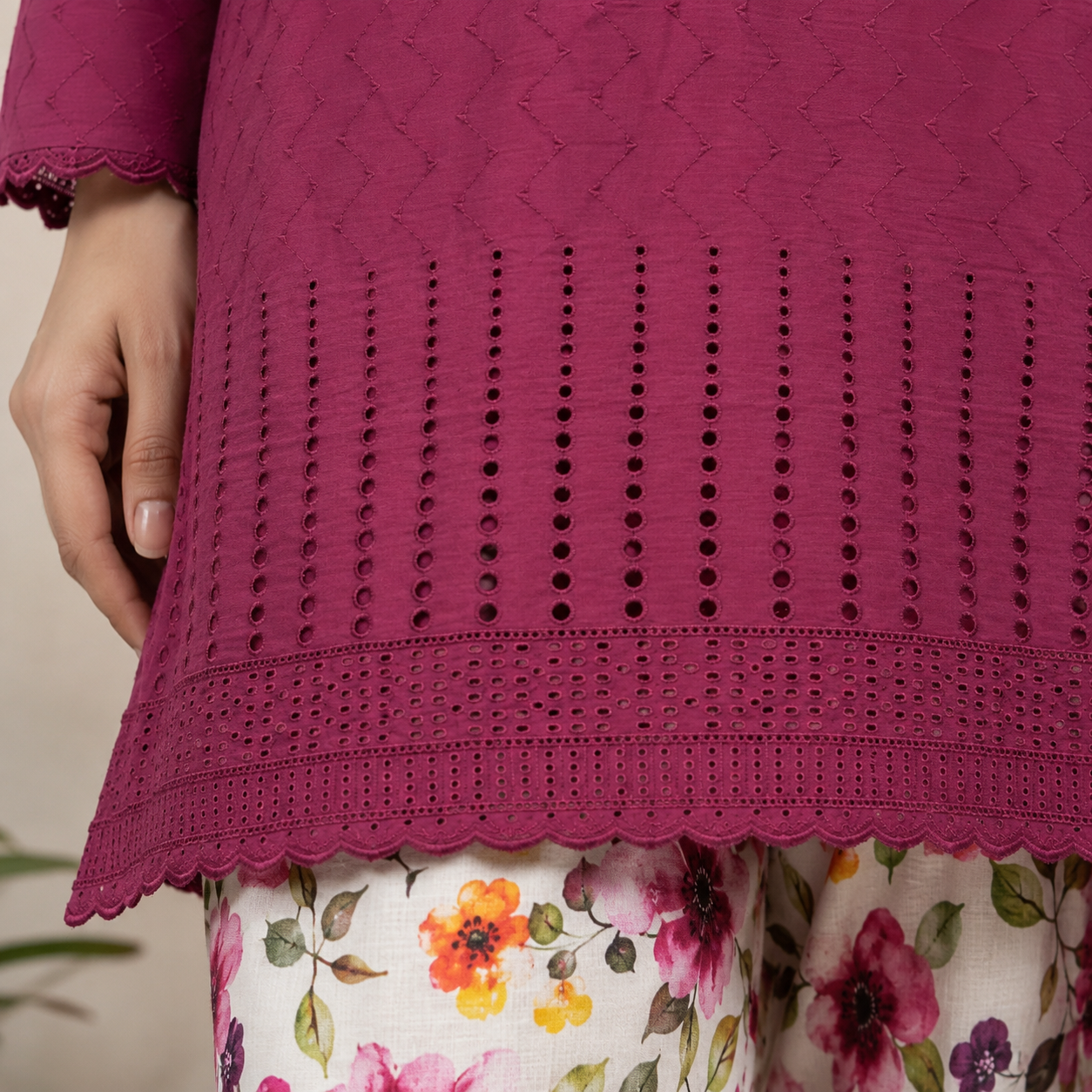 Dusty Rani Pink Chikankari Lawn Suit