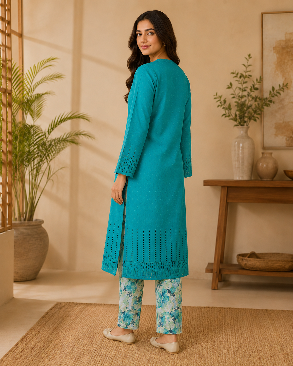 Teal Mist Chikankari Lawn Suit