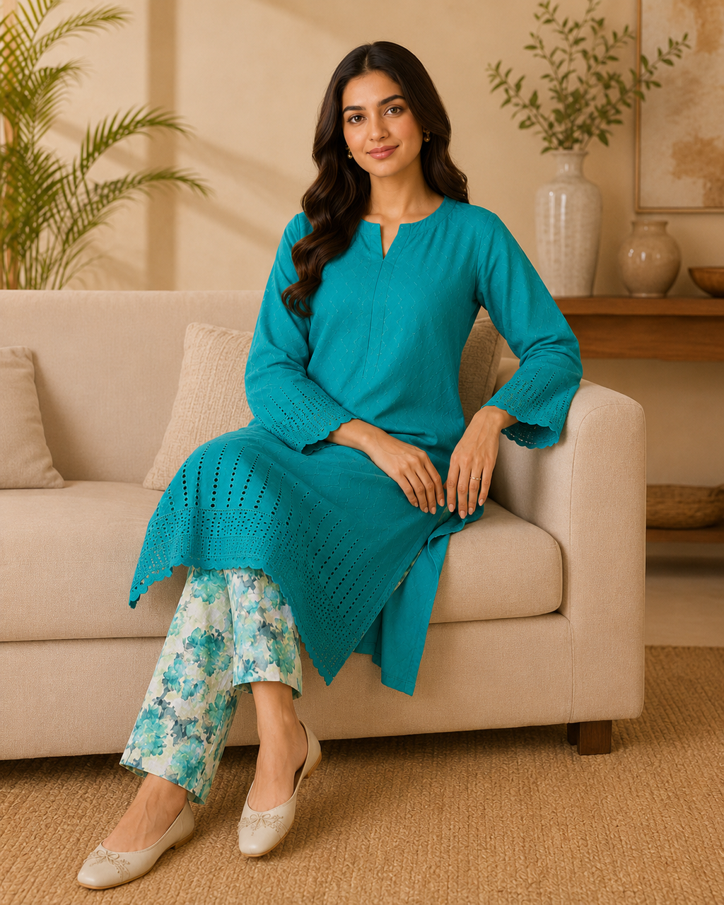 Teal Mist Chikankari Lawn Suit