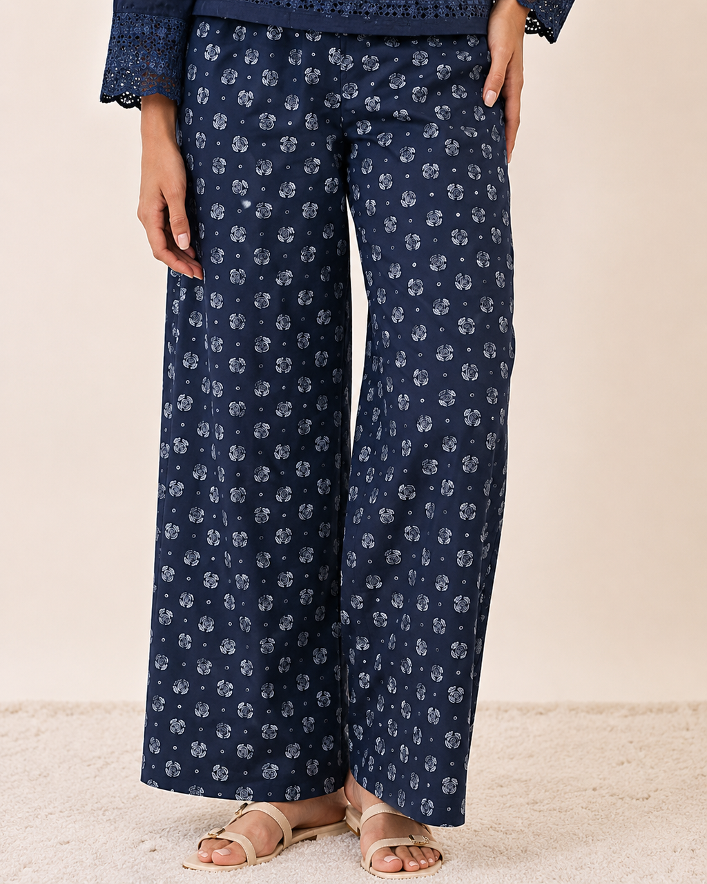 Deep Navy Blue Chikankari Lawn 2 Piece Suit