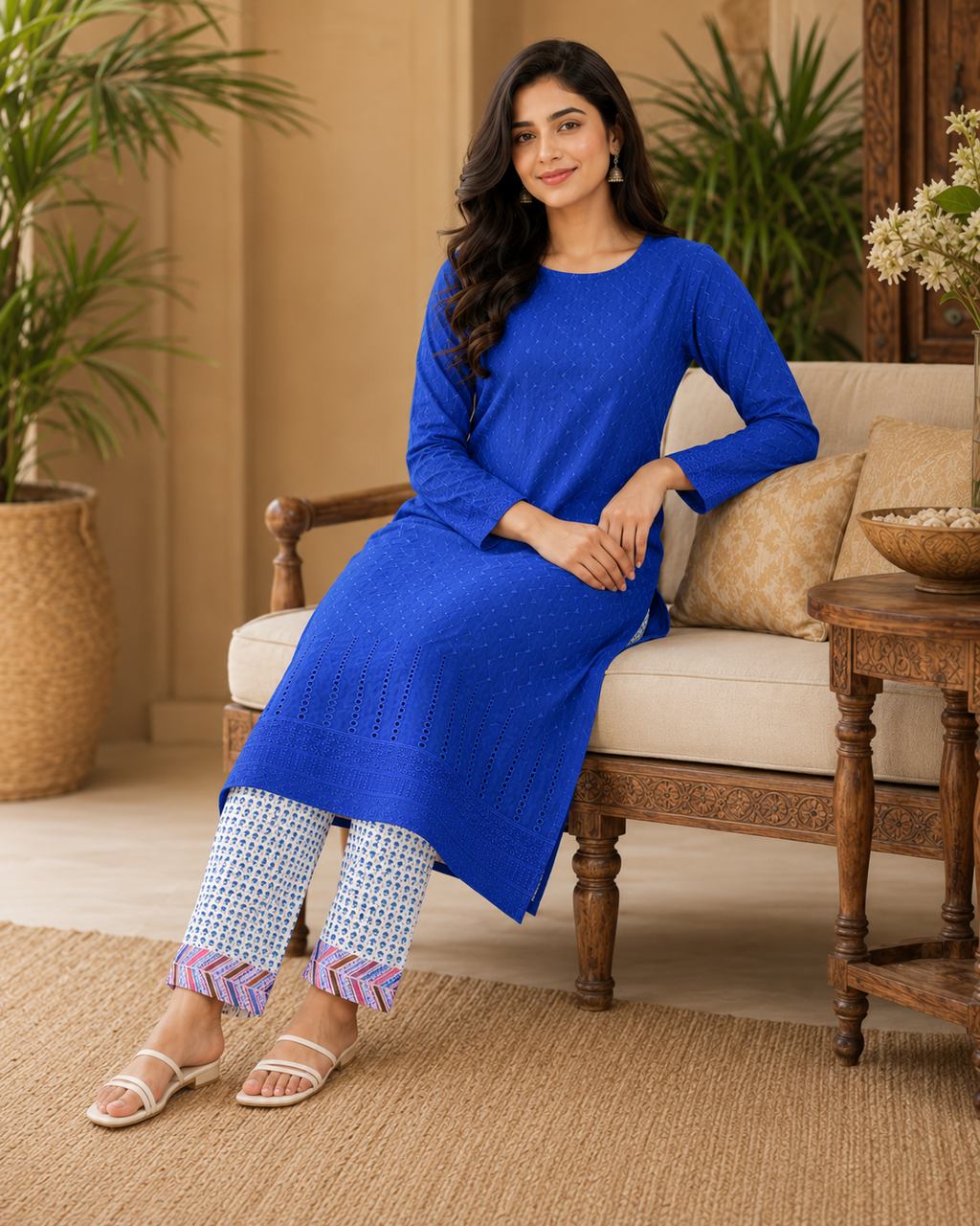 Royal Blue Chikankari Lawn 2 Piece Suit