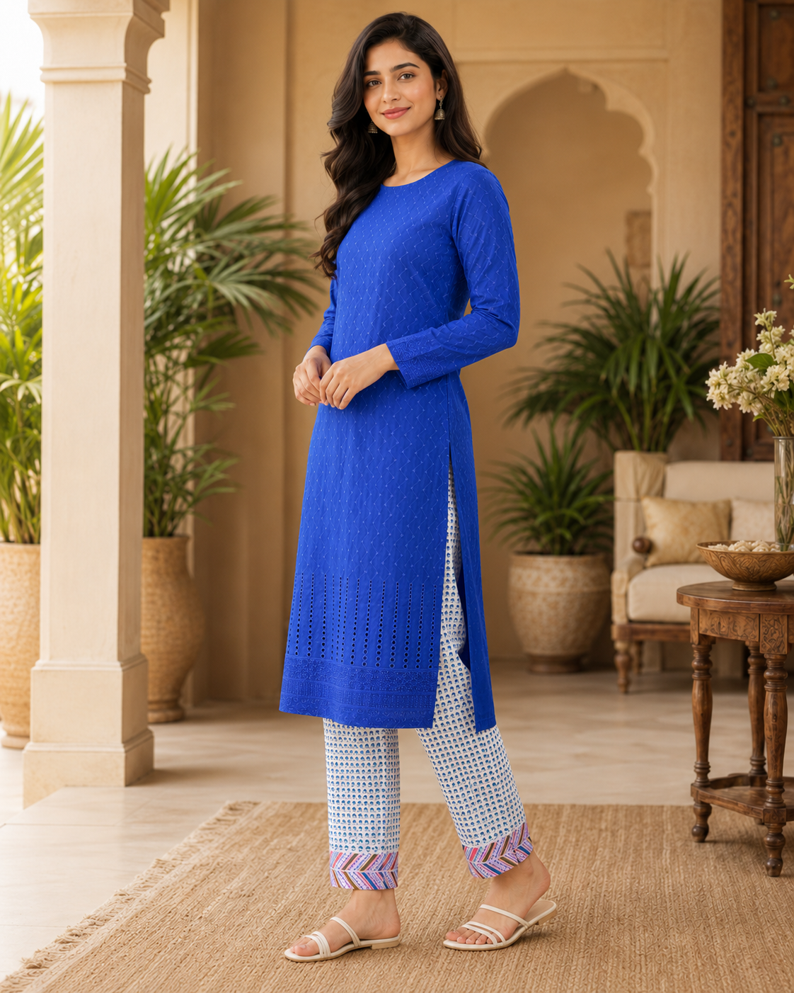 Royal Blue Chikankari Lawn 2 Piece Suit