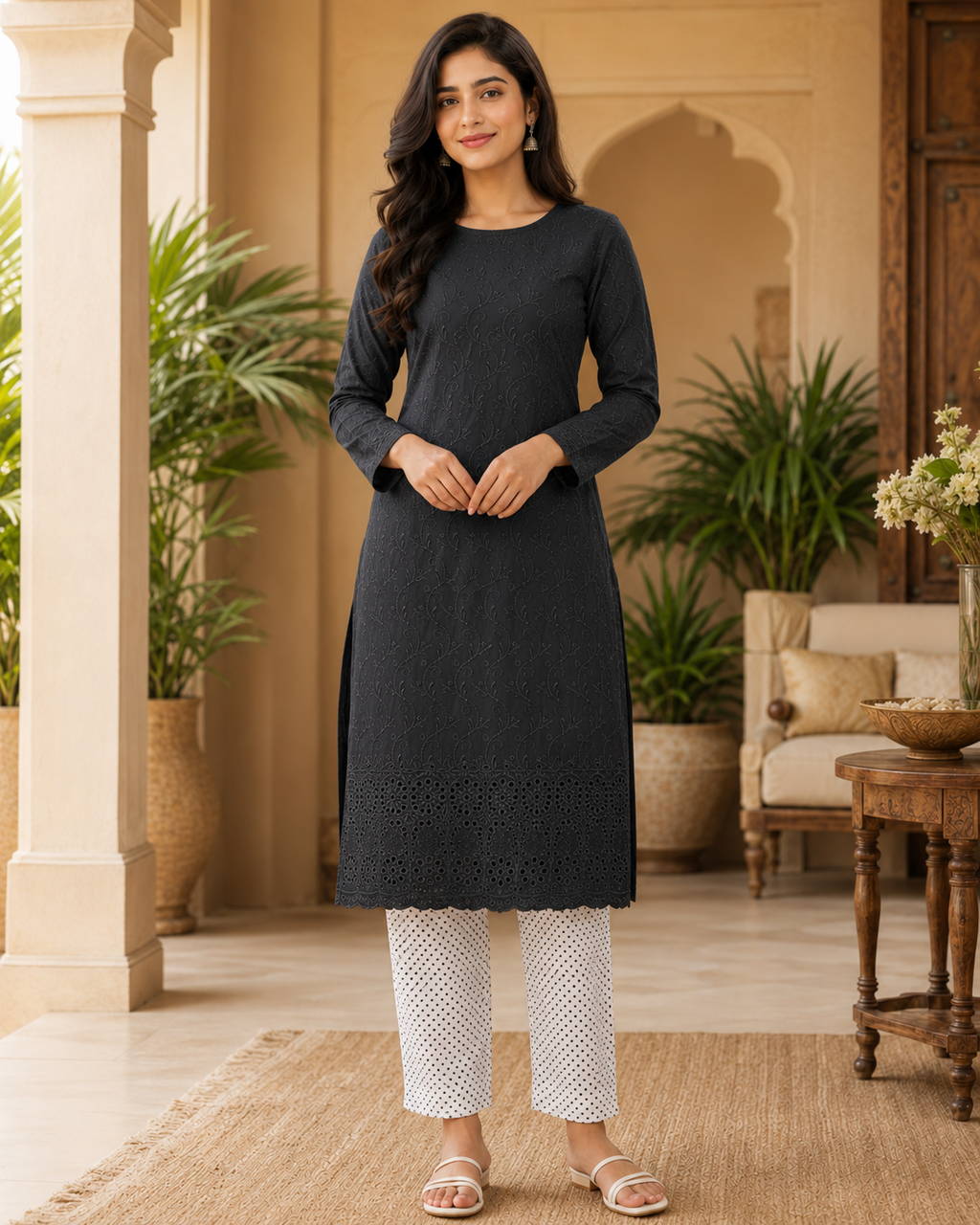 Classic Charcoal Chikankari Lawn 2 Piece Suit