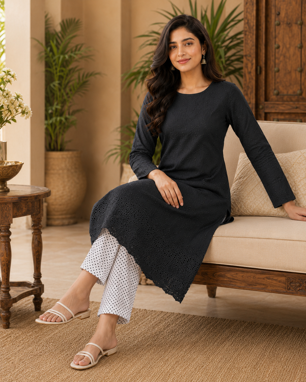 Classic Charcoal Chikankari Lawn 2 Piece Suit