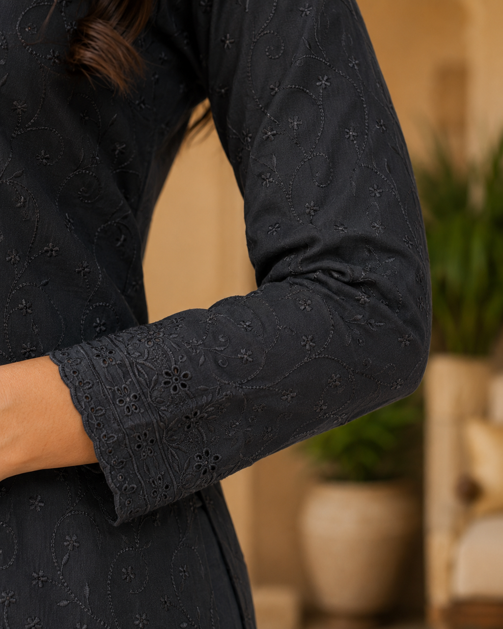Classic Charcoal Chikankari Lawn 2 Piece Suit