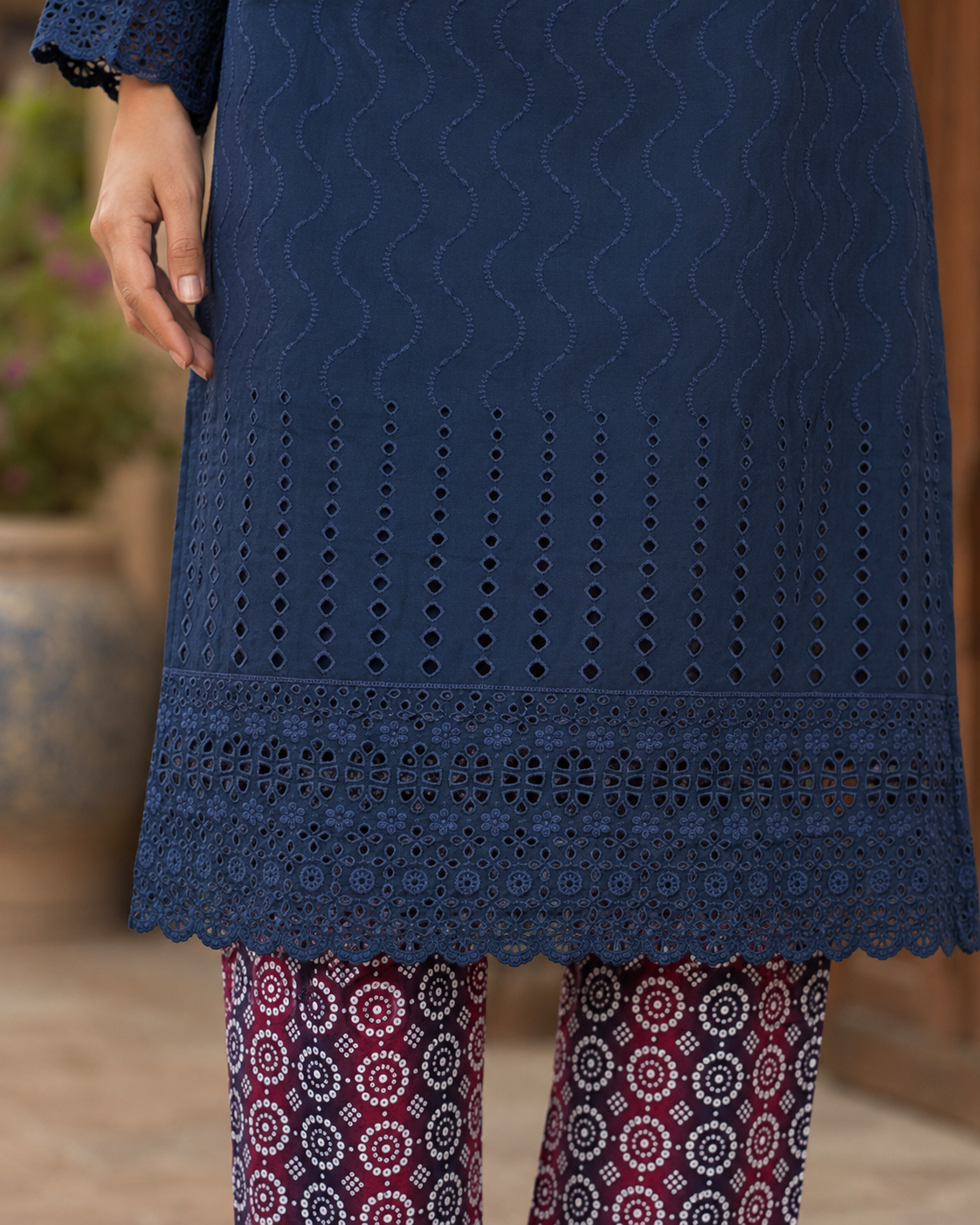 Deep Navy Classic Chikankari Lawn 2 Piece Suit
