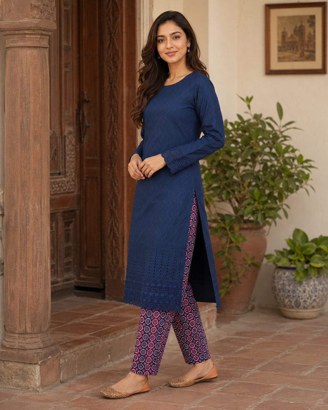 Deep Navy Classic Chikankari Lawn 2 Piece Suit