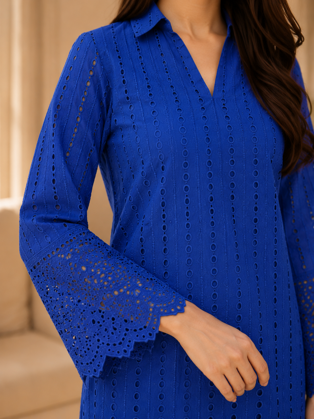 Cobalt Bloom Chikankari Lawn 2 Piece Suit