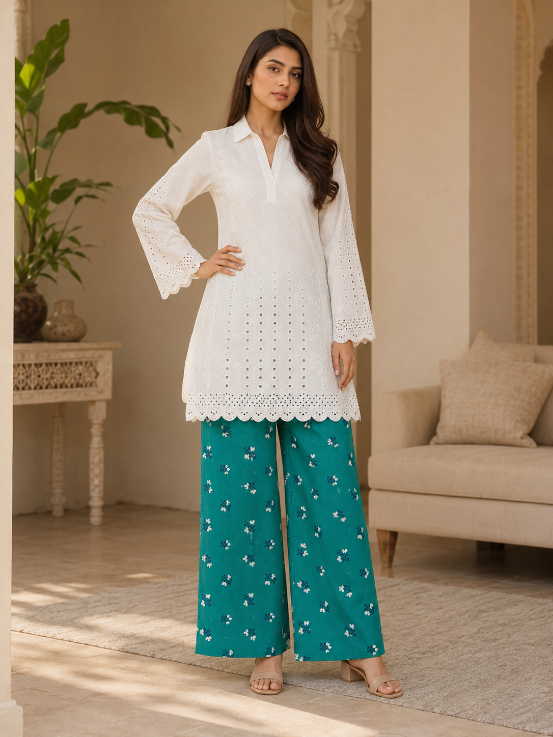 Ocean Bloom Chikankari Lawn 2 Piece Suit