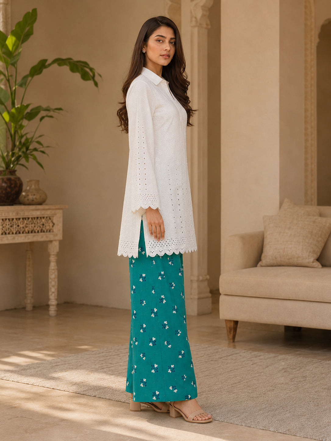 Ocean Bloom Chikankari Lawn 2 Piece Suit