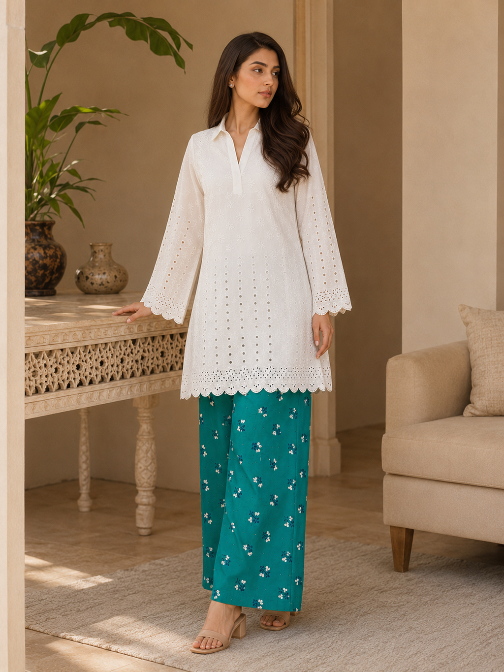 Ocean Bloom Chikankari Lawn 2 Piece Suit