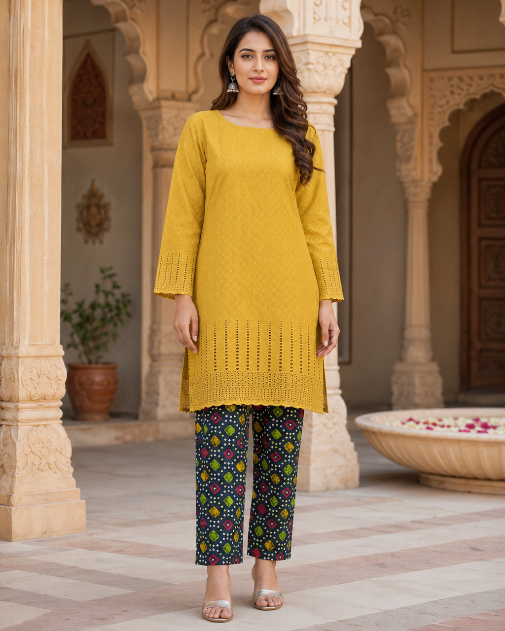 Sunset Mosaic Chikankari Lawn 2 Piece Suit