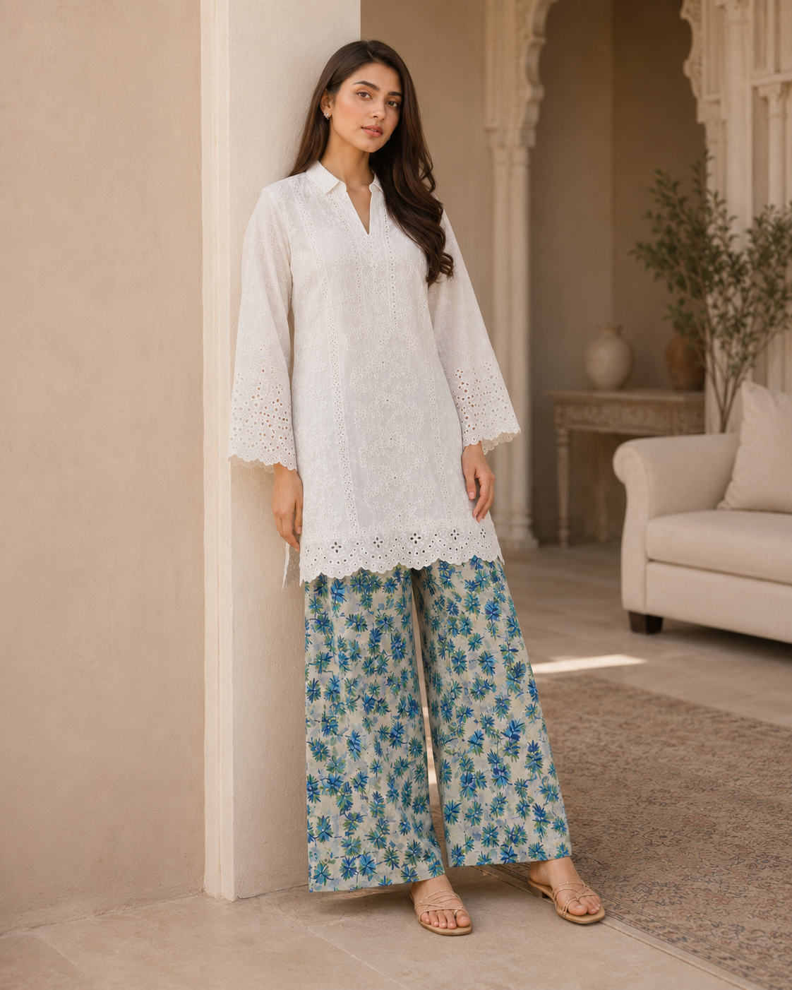 Sapphire Petals Chikankari Lawn 2 Piece Suit