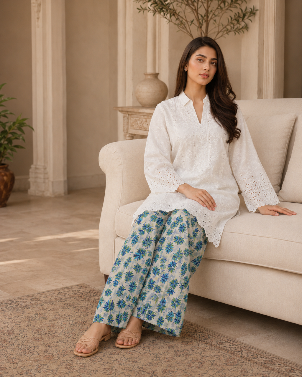 Sapphire Petals Chikankari Lawn 2 Piece Suit