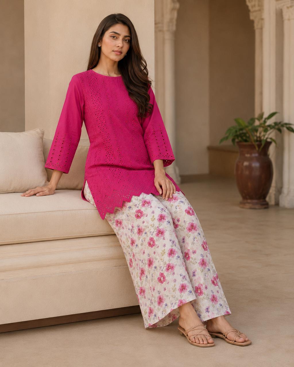 Pink Orchid Chikankari Lawn 2 Piece Suit