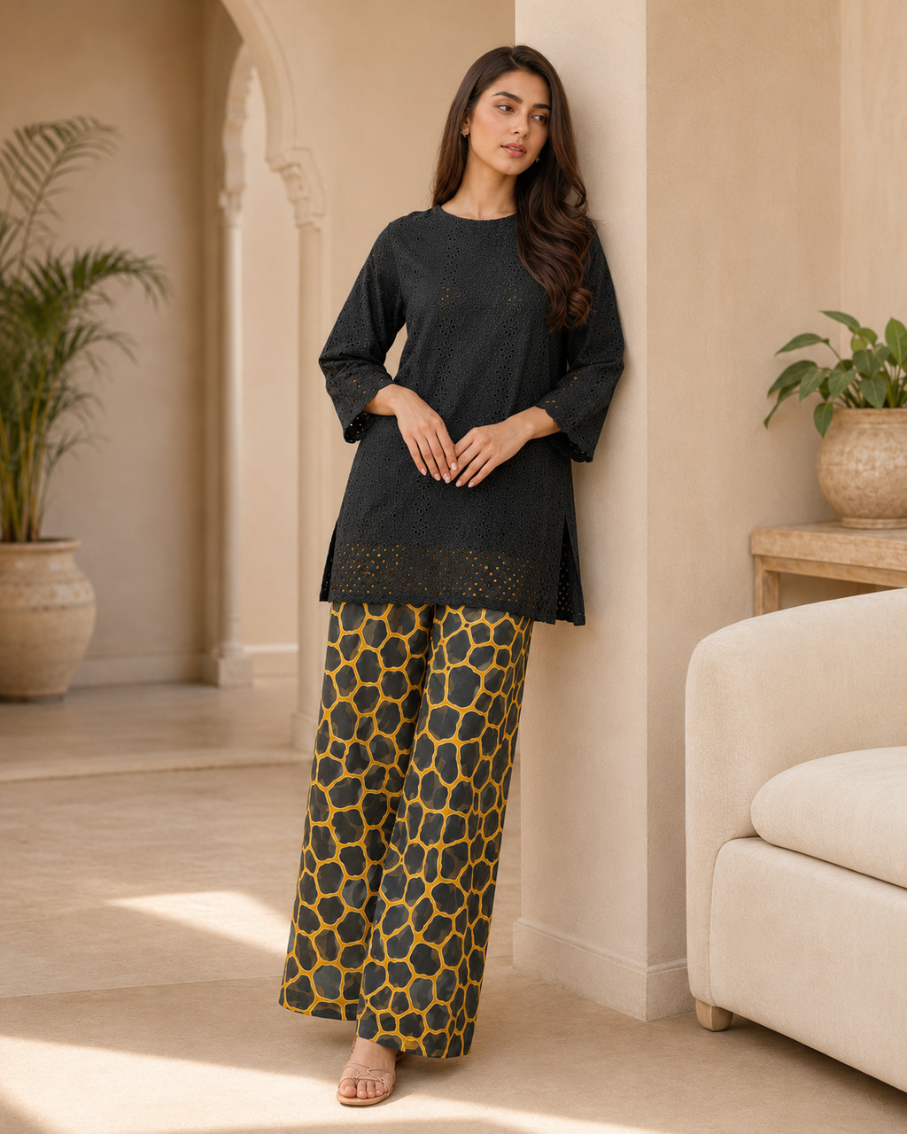 Black Amber Chikankari Lawn 2 Piece Suit