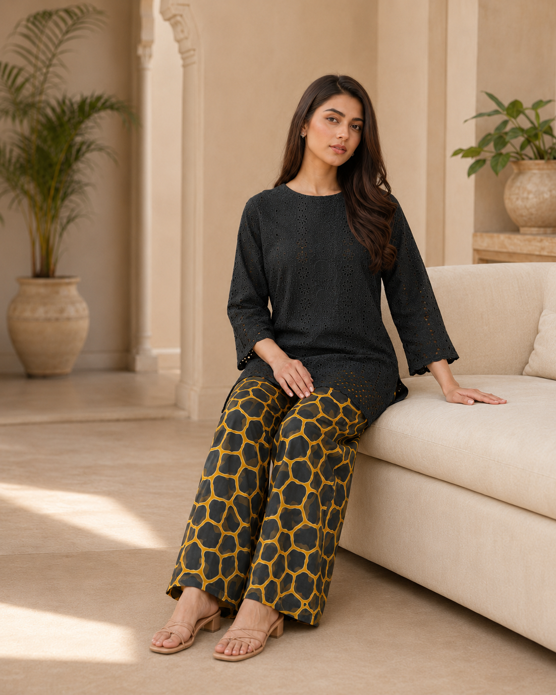 Black Amber Chikankari Lawn 2 Piece Suit