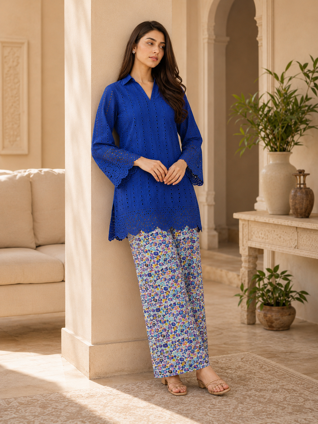 Cobalt Bloom Chikankari Lawn 2 Piece Suit