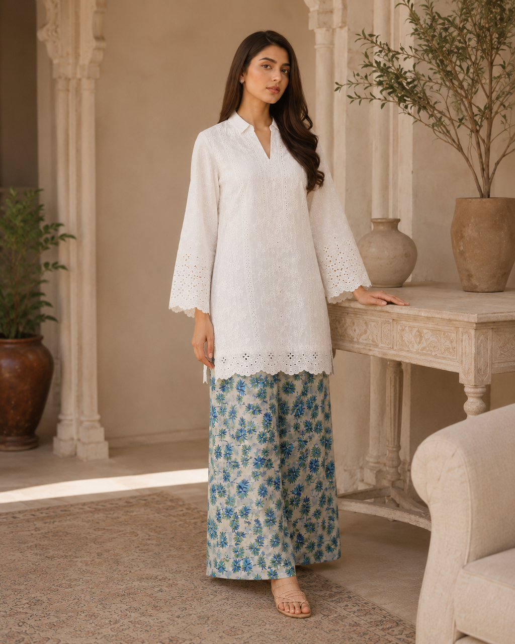 Sapphire Petals Chikankari Lawn 2 Piece Suit